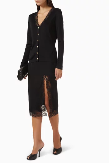 Knit Slit Midi Skirt in Viscose