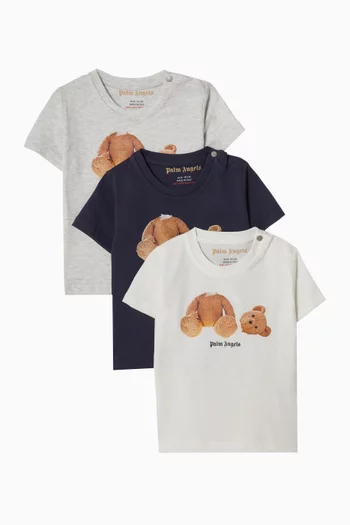 Bear-Print T-Shirt, Set of 3