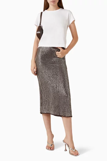 Lili Bead-embellished Skirt in Georgette