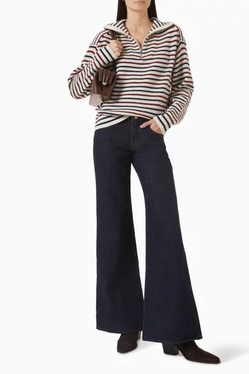 Georgie Striped Half-zip Sweater