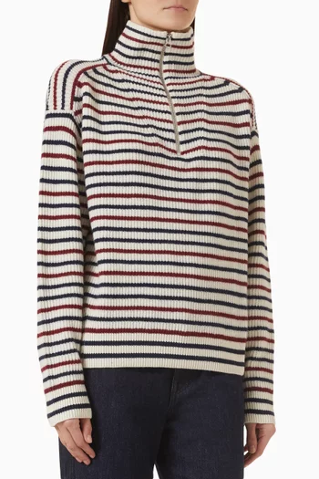 Georgie Striped Half-zip Sweater