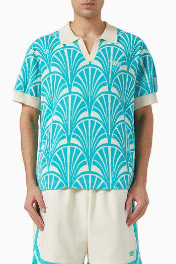 x We The Best Art Deco Jacquard Polo T-shirt in Cotton
