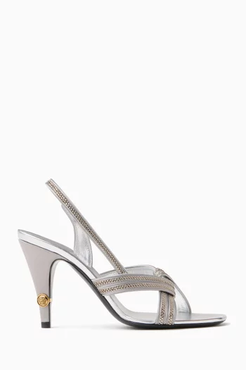 Gianni 90 Slingback Sandals in Metallic Leather