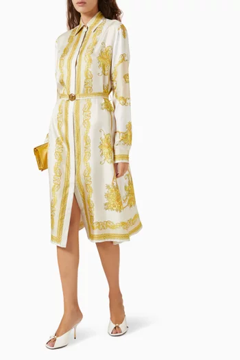 Barocco Belted Shirtdress in Silk Twill
