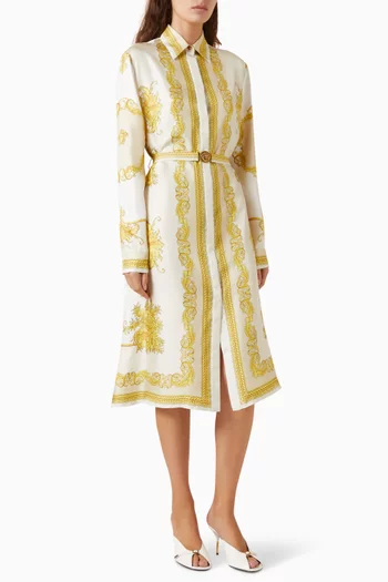 Barocco Belted Shirtdress in Silk Twill