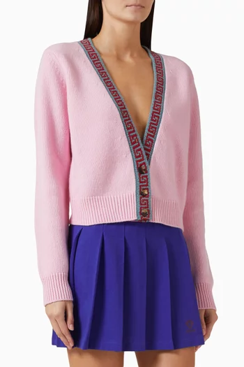 Greca Border Cardigan in Wool & Cashmere-knit