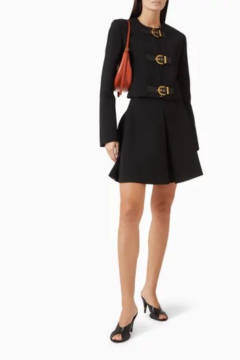 Mini Flared Skirt in Natté Wool