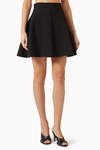 Mini Flared Skirt in Natté Wool