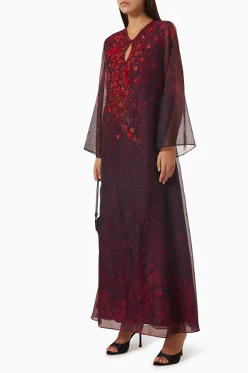 Embellished Floral Kaftan in Linen