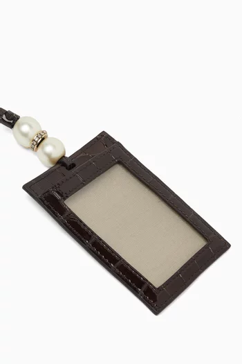 Card Holder in Croc-embossed Leather