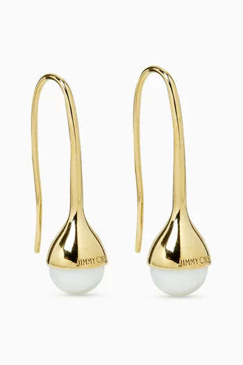 Drop Pearl Earrings in Gold-tone Metal