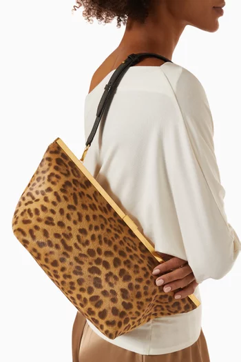 Ganache Clutch in Leopard-print Pony Leather