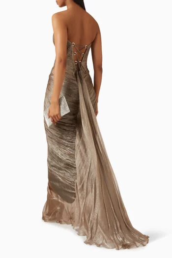 Zephyra Dress in Foiled Silk Mousseline
