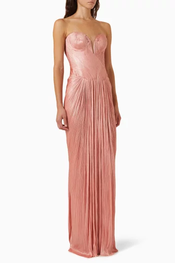 Noor Pleated Lace-up Gown