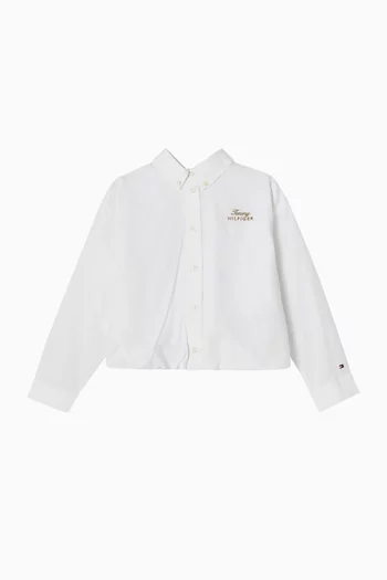 Logo-embroidered Crop Shirt in Cotton