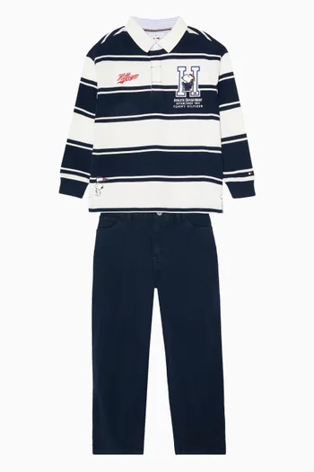 x Peanuts® Rugby Stripe Polo Shirt in Cotton