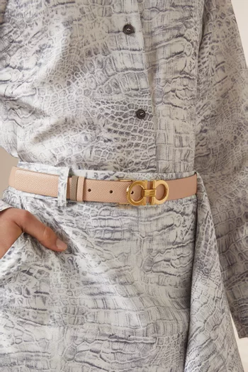 Gancini Reversible Belt in Hammered Calf Leather
