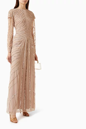 Embellished Net Overlay Gown