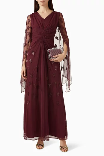 Sequin Embellished Net Overlay Gown