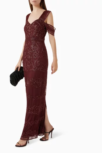 Bead Embellished Net Gown
