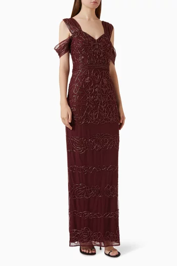 Bead Embellished Net Gown