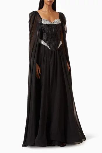 Pearl-embellished Corset Dress in Organza