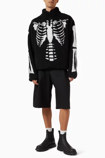 Skeletal Quarter-zip Sweatshirt in Sherpa