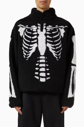 Skeletal Quarter-zip Sweatshirt in Sherpa