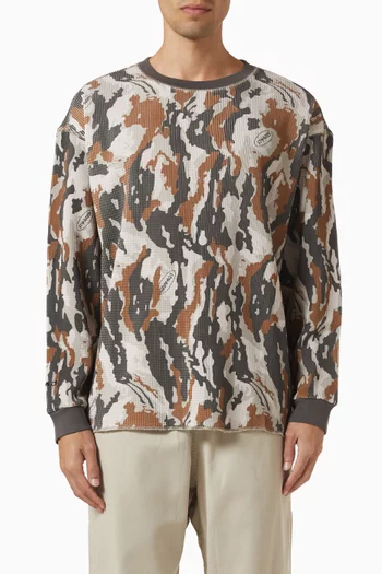 Waffle Crew Sweatshirt in Cotton