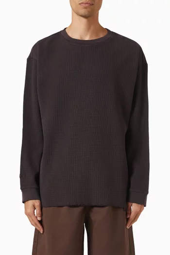 Waffle Crew Sweatshirt in Cotton