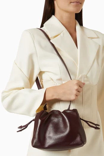 Alexandra Petite Drawstring Bag in Leather