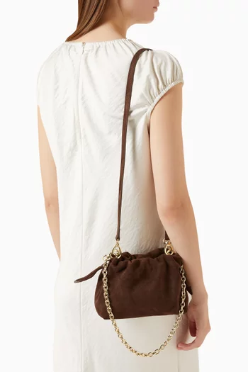 Alexandra Petite Drawstring Clutch in Suede