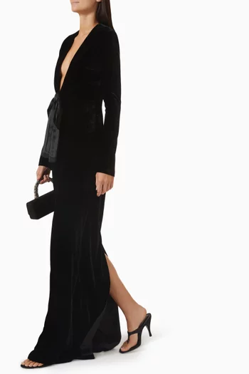 Deep V Maxi Dress in Velvet