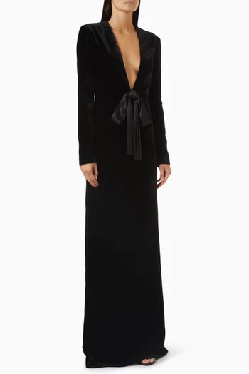 Deep V Maxi Dress in Velvet