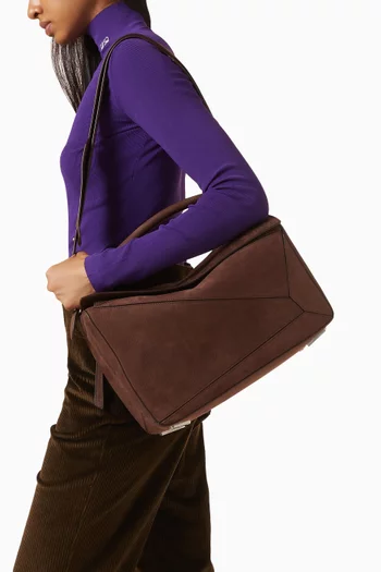 Unisex Large Puzzle Bag in Leather