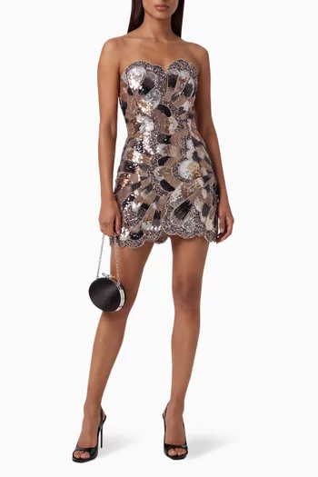 Strapless Embellished Mini Dress