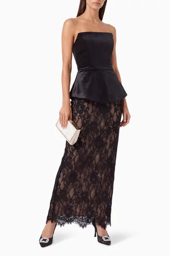 Peplum Corset Dress in Velvet & Lace