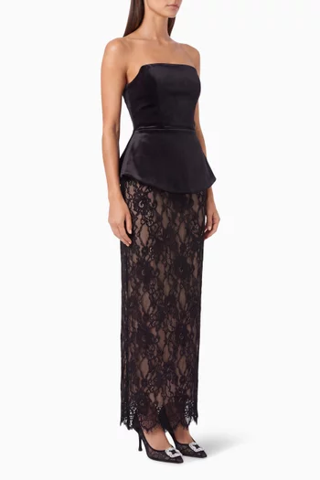 Peplum Corset Dress in Velvet & Lace