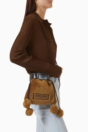 Drawstring Pouch in Shearling