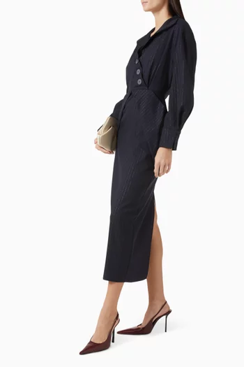Striped Buttoned Trend Midi Dress