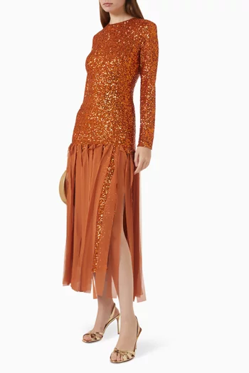 Sequin-embellished Maxi Dress