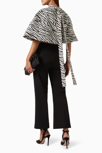 Zebra-print Poncho Cape Top in Cotton-blend