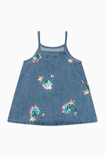 Magot Sequin Dress in Denim