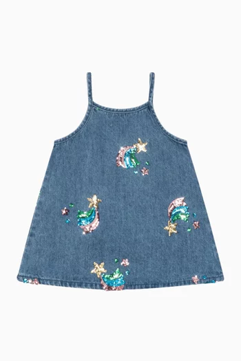 Magot Sequin Dress in Denim