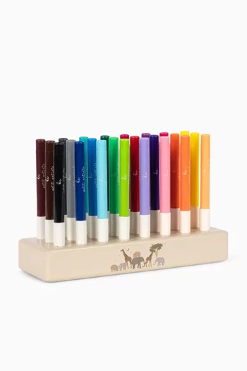 Markers in Wooden Block, 24 pieces