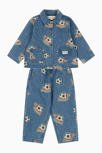Magot Football-print Pants in Denim