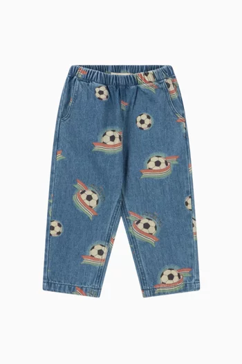 Magot Football-print Pants in Denim