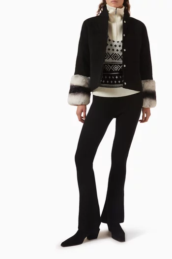 Nordic-print Zip Sweater in Merino Wool Blend