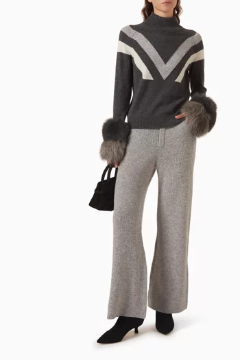 Striped Cuff Sweater in Merino Wool Blend