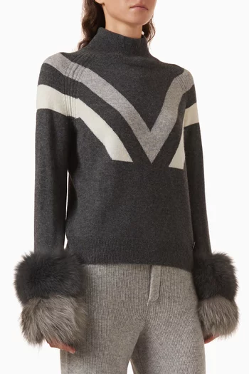 Striped Cuff Sweater in Merino Wool Blend